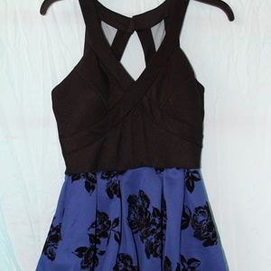 Semi-Formal Crossback Black and Royal Blue Dress